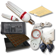 Seedling Tray Set with Heat Mat, CFL Lamp and 50W LED Panel-Off Grid Living Supplies
