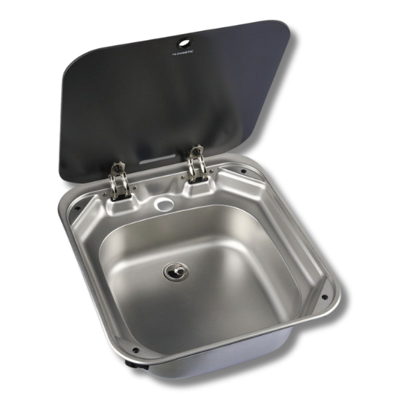 Square Sink With Glass Lid For Caravan & RVs-Off Grid Living Supplies Australia
