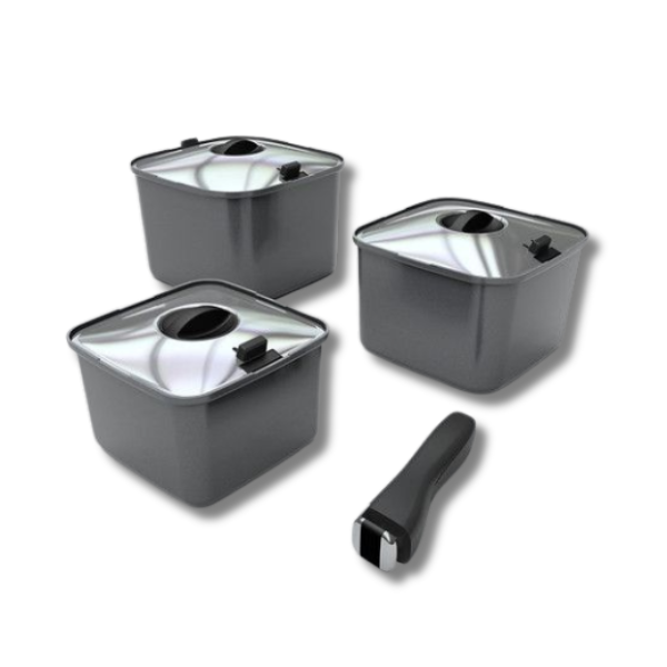 Stacking Square Pots Cookware For Caravan & RVs-Off Grid Living Supplies Australia