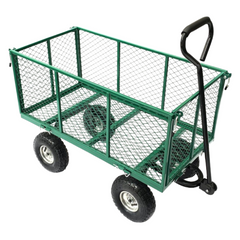 Steel Mesh Garden Cart - 300kg Capacity - Green-Off Grid Living Supplies Australia