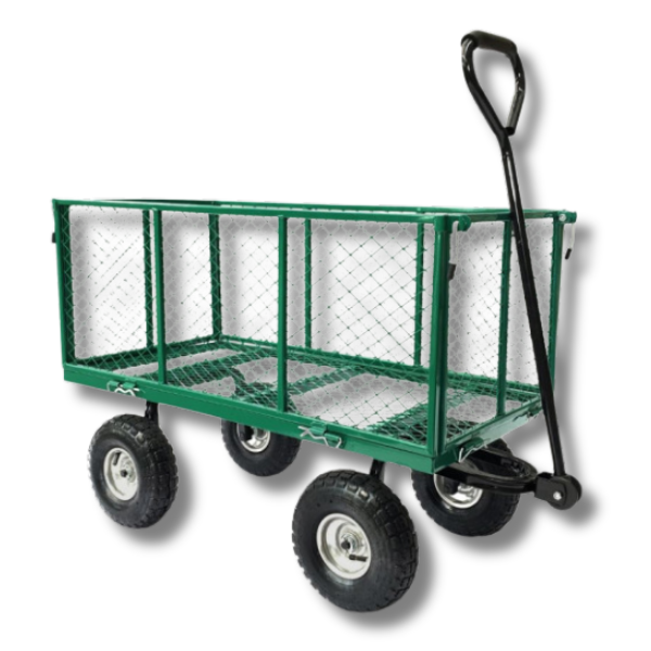 Steel Mesh Garden Cart - 300kg Capacity - Green-Off Grid Living Supplies Australia