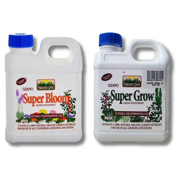 Super Grow & Super Bloom 1L Organic Nutrient Single or Kit - Guano-Off Grid Living Supplies