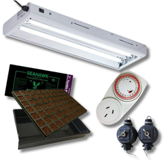 T5 2x24W Propagation Light with 77 Cell Coco Trays, Heat Mat and Timer-Off Grid Living Supplies