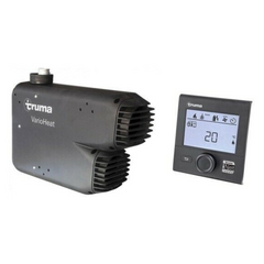 Varioheat Gas Heater Black Wall Cowl With Blown Air Outlet & Towel Rail-Off Grid Living Supplies Australia