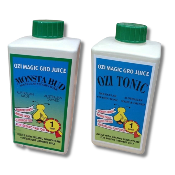 Vitamin B Grow Juice & Monsta Bud Nutrient 2x1L Kit - OziTonic / Monsta Bud-Off Grid Living Supplies