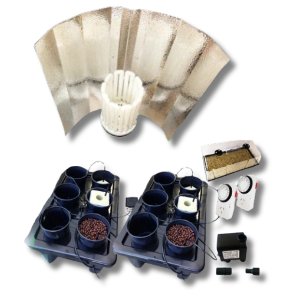 Water Drip Hydroponic System with Grow Tent and 130W 14000K 2700K CFL Lighting-Off Grid Living Supplies