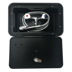 Watermarked External Shower Box Black For Caravan & RVs-Off Grid Living Supplies Australia