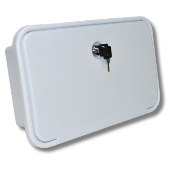 Watermarked External Shower Box White For Caravan & RVs-Off Grid Living Supplies Australia