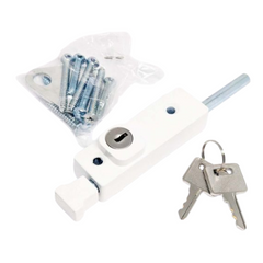 White Door Bolt With Fitting & Key-Off Grid Living Supplies Australia