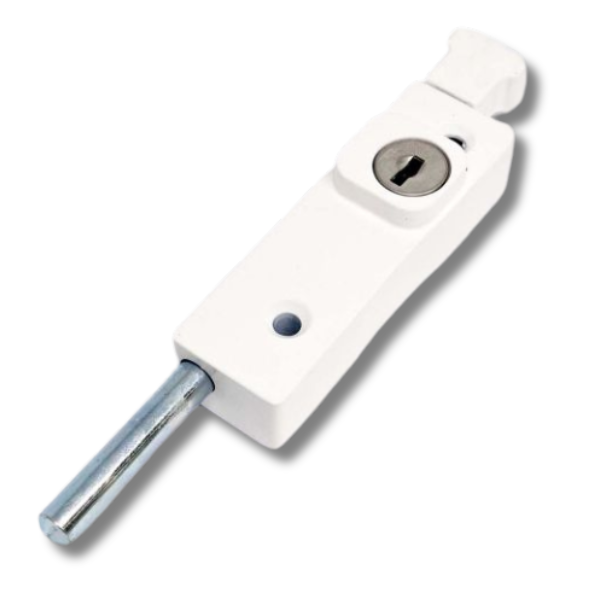 White Door Bolt With Fitting & Key-Off Grid Living Supplies Australia