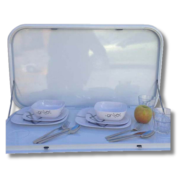 White Picnic Table With 25kg Capacity 800 x 450mm For Caravan & RVs-Off Grid Living Supplies Australia