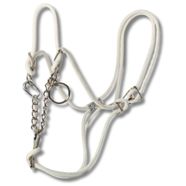 Yearling Rope Halter for Cattle Grooming & Farm Leads - White - Hackamore-Off Grid Living Supplies Australia