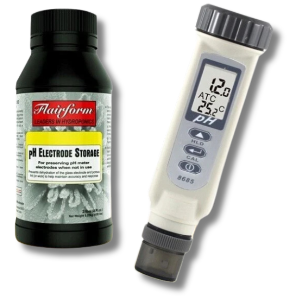 pH Electrode Storage 250ml with Digital pH Temperature Pen - Flairform-Off Grid Living Supplies