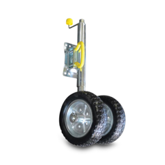 10" Twin Swing Up Jockey Wheel with Solid Wheel + U Bolts for 100mm x 50mm A-Frame / Draw Bars - 1600kg-Off Grid Living Supplies Australia