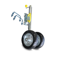10" Twin Swing Up Jockey Wheel with Solid Wheel + U Bolts for 75mm x 50mm A-Frame / Draw Bars - 1600kg-Off Grid Living Supplies Australia