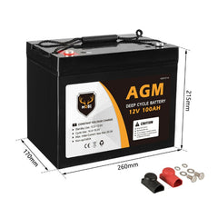 100AH 12V SLA Maintenance Free Low Self Discharge Rate AGM Deep Cycle Battery-Off Grid Living Supplies Australia