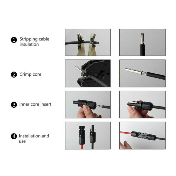 10m x 6mm Extension Cable Wire for Solar Panels + Connectors - Set of 2 Love My Caravan