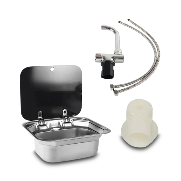 1x Kitchen Sink Basin + Hot & Cold Mixer Tap for Caravans / Camper Trailers / Rv's-Off Grid Living Supplies Australia