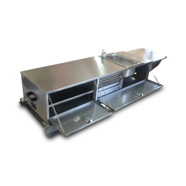 2x Drawer Full Length Slide Out Kitchen with Sink Tap for Caravans / Camper Trailers-Off Grid Living Supplies Australia