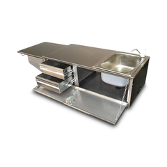 2x Drawer Tailgate Kitchen with Solid Back Right Hand Side Sink for Caravans / Camper Trailers-Off Grid Living Supplies Australia
