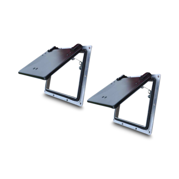 2x Pop Out Roof Air Vents in Black + Rubber Seals for Caravans / Camper Trailers/ Canopies - 264mm x 213mm-Off Grid Living Supplies Australia