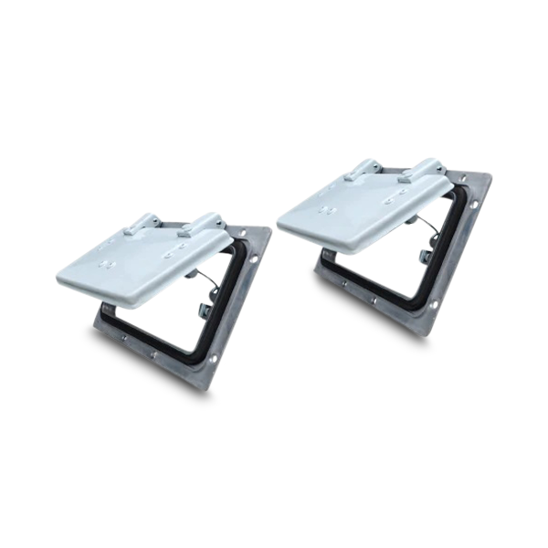 2x Pop Out Roof Air Vents in White + Rubber Seals for Caravans / Camper Trailers / Canopies - 238mm x 147mm-Off Grid Living Supplies Australia