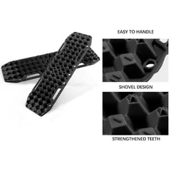 2x Recovery Tracks with Built in Jack Base in Black + Leash & Carry Bag - 10T-Off Grid Living Supplies Australia