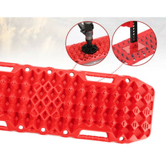 2x Recovery Tracks with Built in Jack Base in Red + Leash & Carry Bag - 10T-Off Grid Living Supplies Australia
