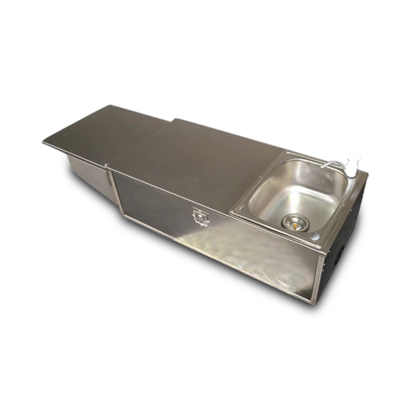 2x Drawer Tailgate Kitchen with Solid Back Right Hand Side Sink for Caravans / Camper Trailers Love My Caravan