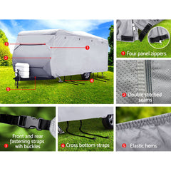 4.97/5.58m x 2.4m x 2.2m Water Resistant Caravan Cover + Carry Bag for Caravans / Campervans-Off Grid Living Supplies Australia