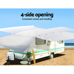 4.97/5.58m x 2.4m x 2.2m Water Resistant Caravan Cover + Carry Bag for Caravans / Campervans-Off Grid Living Supplies Australia
