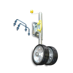 8" Twin Swing Up Jockey with Solid Wheel + U Bolts for 75mm x 50mm A-Frame / Draw Bars - 1200kg Love My Caravan