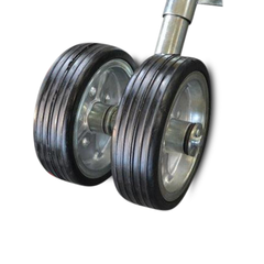 8" Twin Swing Up Jockey with Solid Wheel + U Bolts for 75mm x 50mm A-Frame / Draw Bars - 1200kg Love My Caravan