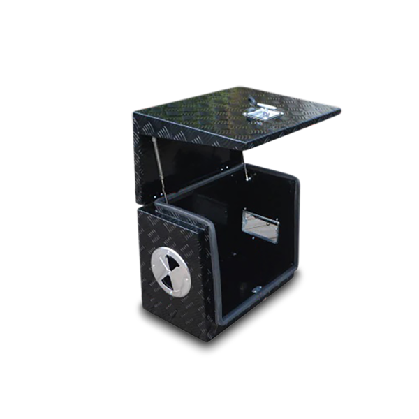 Aluminium Generator Box + Hatch & Vent in Black - 610mm 400mm x 500mm Love My Caravan