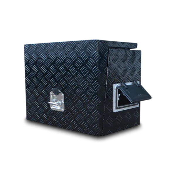 Aluminium Generator Box + Hatch & Vent in Black - 610mm 400mm x 500mm Love My Caravan