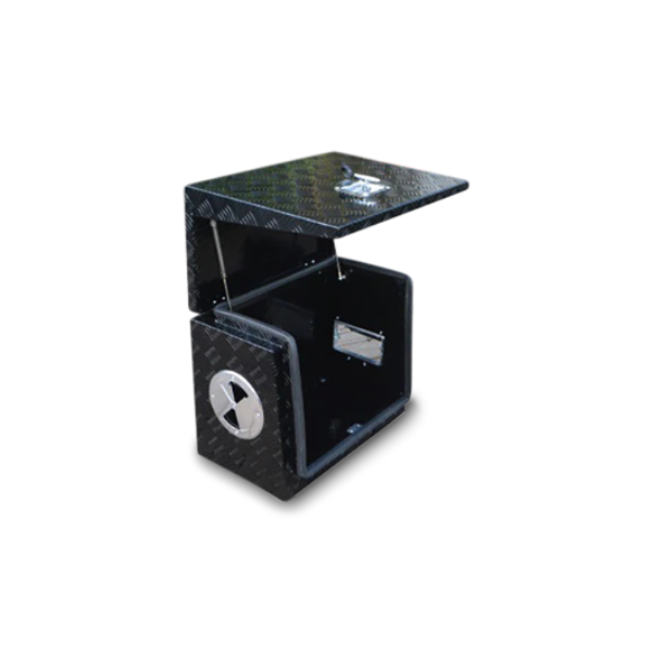 Aluminium Generator Box + Hatch & Vent in Black - 610mm 400mm x 500mm Love My Caravan