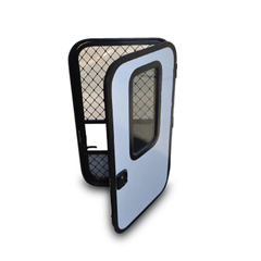 Right Hinged Teardrop Door + Fly Screen & Security Door for Caravans - 650mm x 1100mm-Off Grid Living Supplies Australia