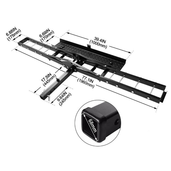 Steel Motorcycle Carrier for Cars with 2” Hitch Receiver Love My Caravan