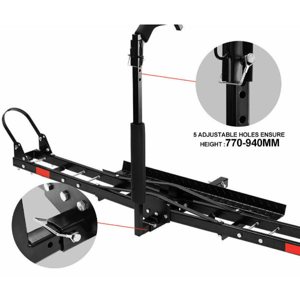 Steel Motorcycle Carrier for Cars with 2” Hitch Receiver + Padded Arm Love My Caravan